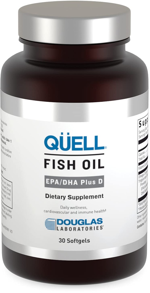 Douglas Laboratories Quell Fish Oil EPA/DHA Plus D | 3:2 Ratio of EPA to DHA Essential Omega 3 Fatty Acids Plus 1,000 I.U. of Vitamin D3* | 30 Softgels