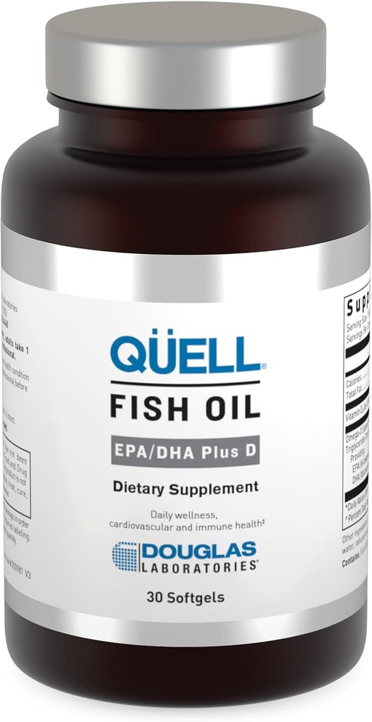 Douglas Laboratories Quell Fish Oil EPA/DHA Plus D | 3:2 Verhältnis von EPA zu DHA Essential Omega 3 Fettsäuren Plus 1.000 I.U. von Vitamin D3* | 30 Softgels