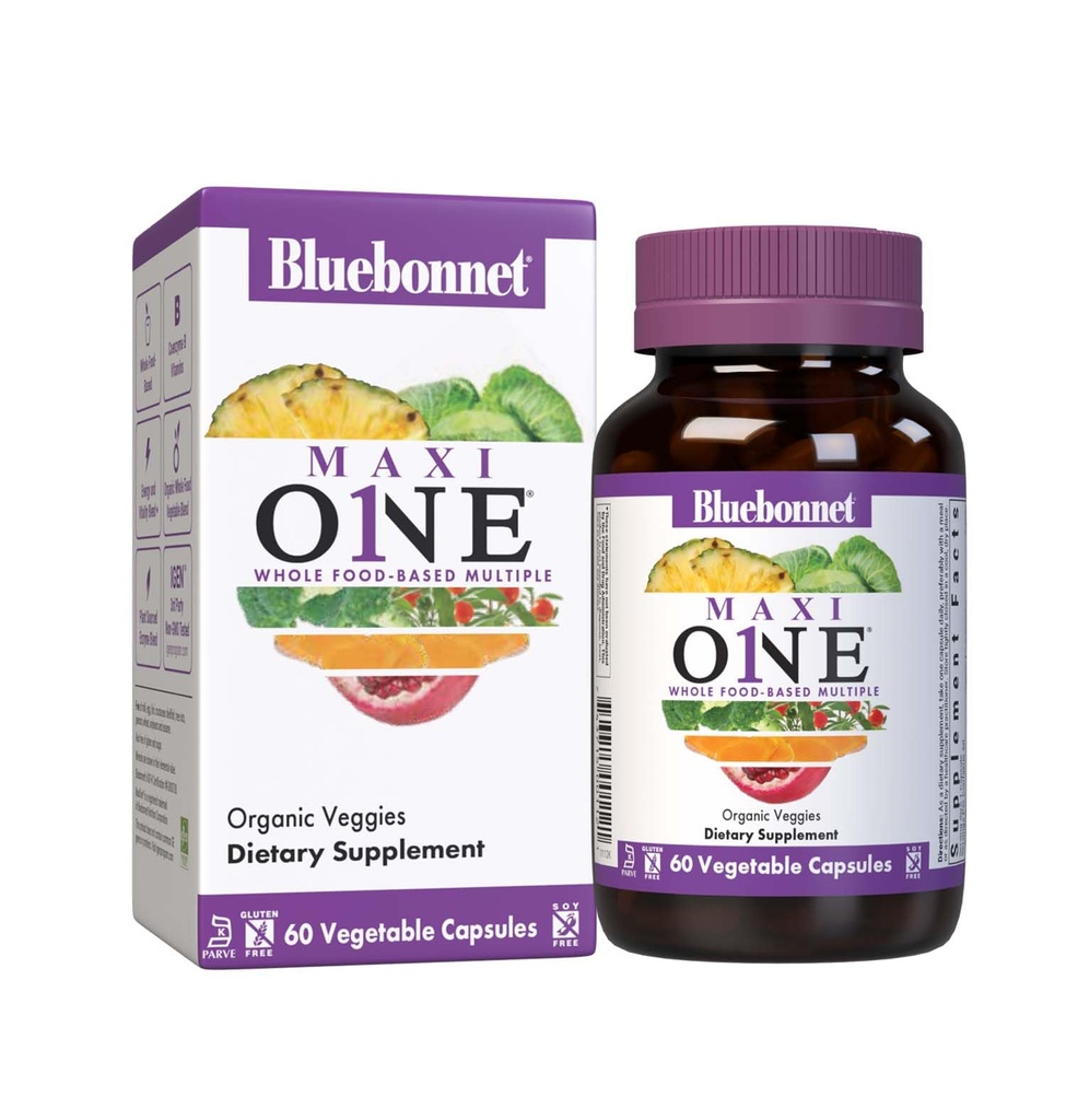 Bluebonnet Nutrition Maxi One (with Iron), Whole Food Multiple, Enzymes, Energy, Vitality, Gluten & Dairy & Soy Free, Kosher, Vegetarian Friendly, Non-GMO, 2 Month Supply, Beige, 60 Count