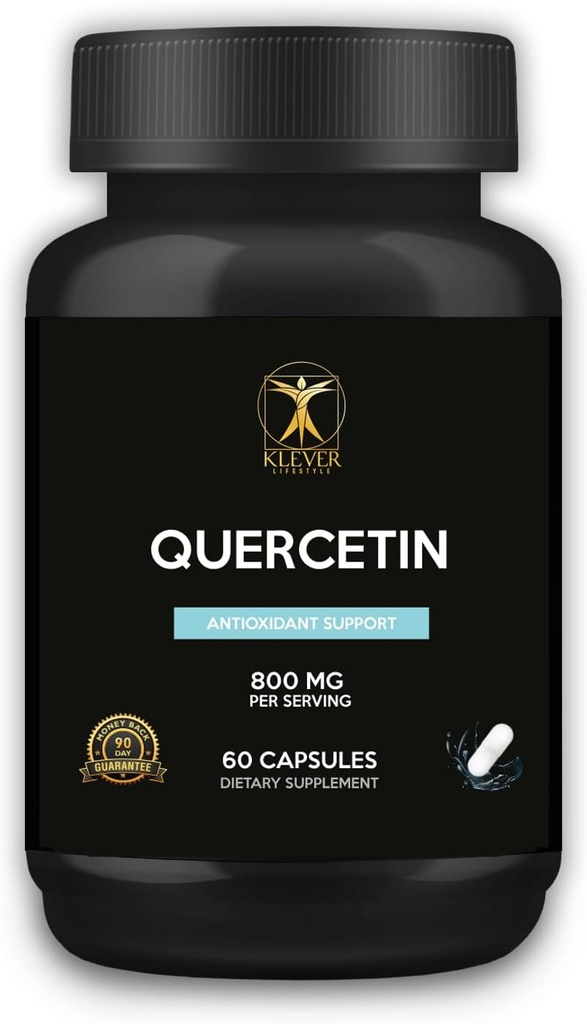 Klever Lifestyle | Quercetin Bromelain osagarriarekin | Antioxidatzaileen propietateak, garunaren osasuna | 60 kapsulak | 800mg zerbitzatuko