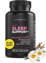 Livingood Daily Sleep Support Supplement, 10in-1 Natural Sleep Aid with 5 MG Melatonin, Valerian Root, Chamomile, Tryptophan & GABA for Men & Women, Non Habit Form, Gluten Free, Vegan, 60 Capsules