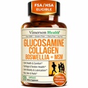 Glucosamine Chondroitin MSM with Hydrolyzed Collagen Peptides - Joint Support Supplement with Quercetin, Bromelain & Boswellia Extract - Collagen pills for Hair Skin Nails - FSA Eligible 120 Caps