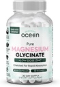 Organics Ocean Pure Magazine Glycinate with Cincine - Максимална сила Chalated Magгнезна добавка за жени и мъже за мускулни спазми и поддръжка на съня - 90 капсули