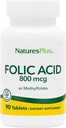 Naturas Plus Acid folic (Metilfolat) - 800 mcg, 90 comprimate Vegane - susține creșterea sănătoasă a țesuturilor - vegetarian, gluten-free - 90 serviri
