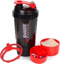 XTK Shaker Пляшка 16OZ Білок Shaker Пляшки з м'яким портативним спортивним водяним пляшкам Leak Proof GYM Cup для білкових сумішей з зберіганням та органом підвіконня, Ідеально підходить для попереднього тренування, BPA Free (Red)