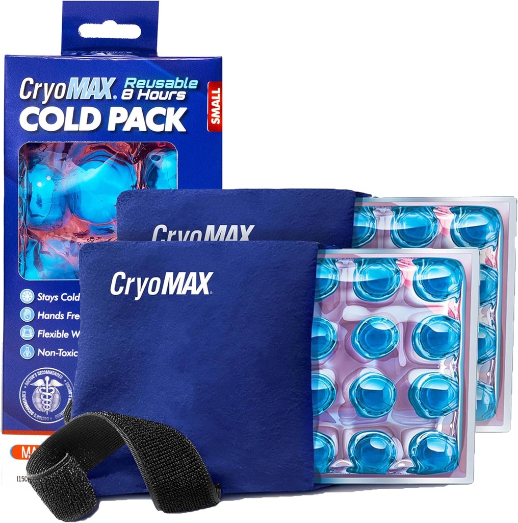 CryoMAX Cold Pack, herbruikbaar, 8 uur koud therapie ijspakket, klein, 6"x 6" (verpakking van 2)