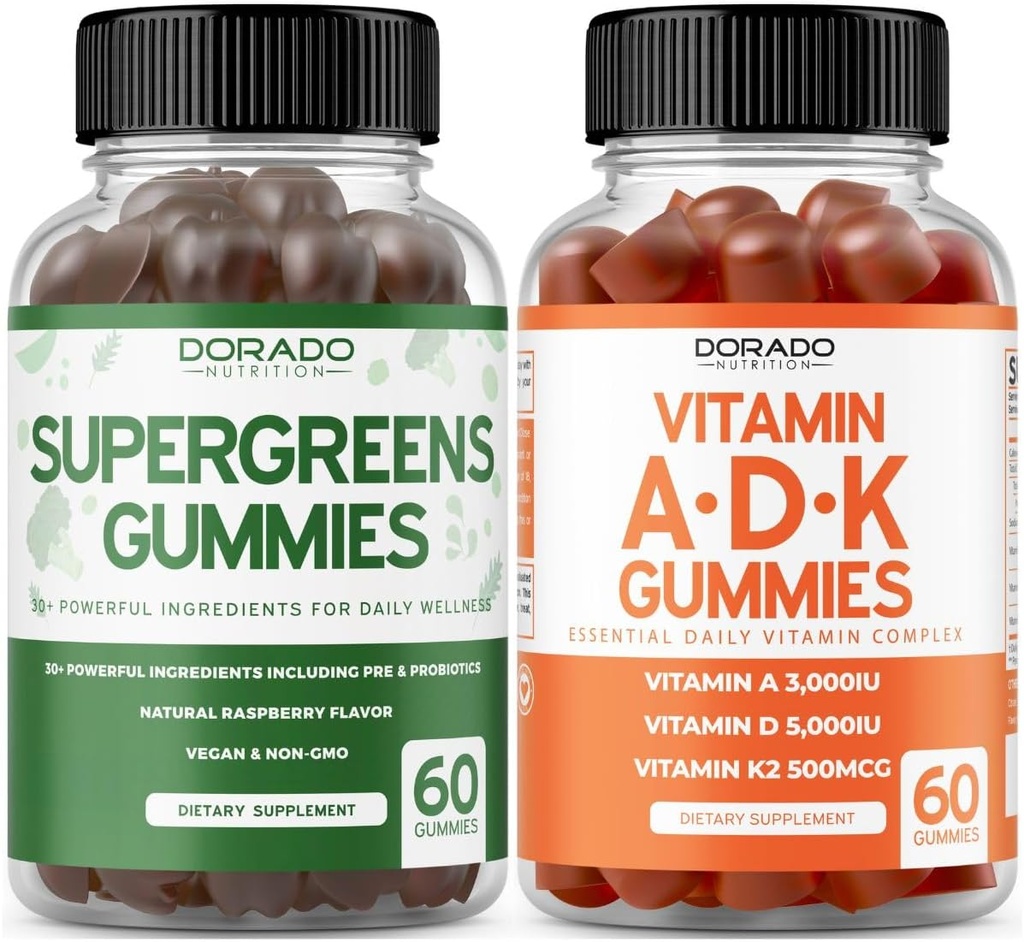 Supergreens Gummies (60 Gummies) Hijau Suplemen 8 Ingredien Power Blend - Superfood for Imunity Support for Adults and ADK (60 Count) with D & K - 10 Vegan Supplemen - Non GMO & USA