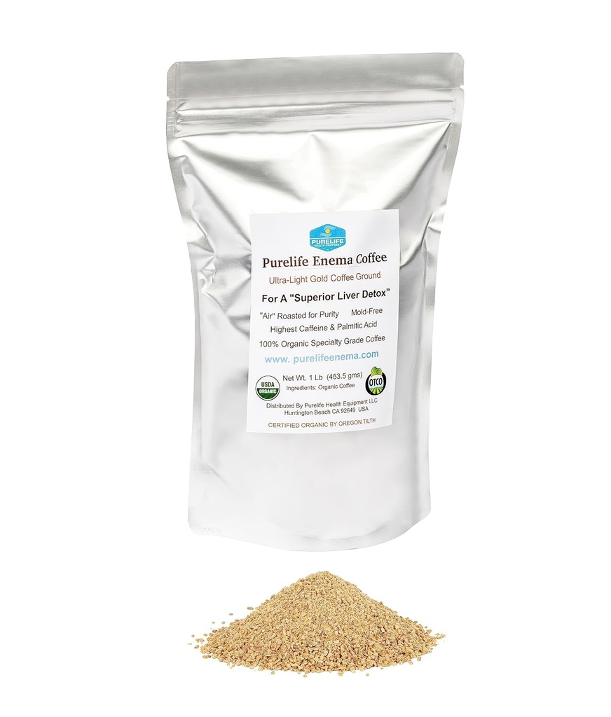 Organic Gold Enema Coffee by Purelife / 2 LBS / Lab Tested / Mold Free / High Potency Green Coffee for Life Detox / Hajók Friss és közvetlen a gyártótól