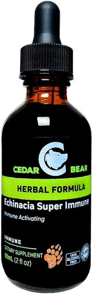 Cedar Bear Echinacea Super Immune Blend een vloeibare kruidensupplement dat verhoogt uw immuunsysteem te helpen handhaven van de activiteit van de witte bloedcel en andere immuunfuncties 2 FL Oz