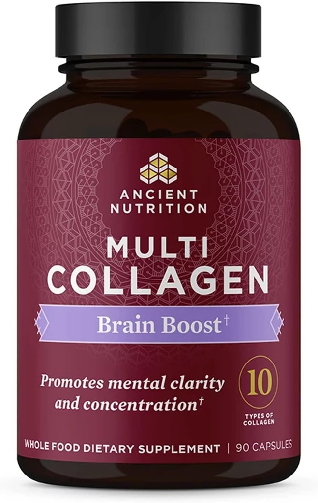 תזונה עתיקה Collagen חלבונים המוח Boost, קפסולות חלבון קולג'ן המוח תוספי מזון להפחתה משותפת, עור בריא וציפורים, 90 ct