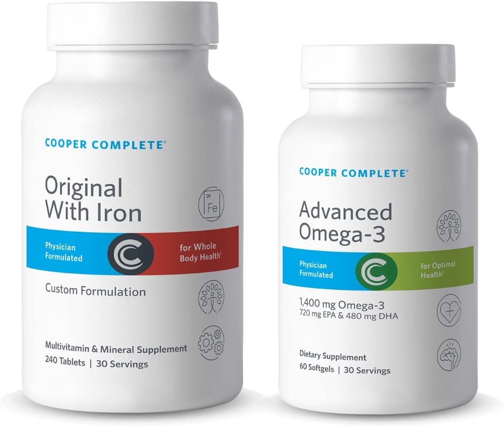 Cooper Complete - Original Multivitamin with Iron and Advanced אומגה 3 - Daily Multivitamin ומינרל Plus שמן תוספת שמן דגים - 30 יום אספקה