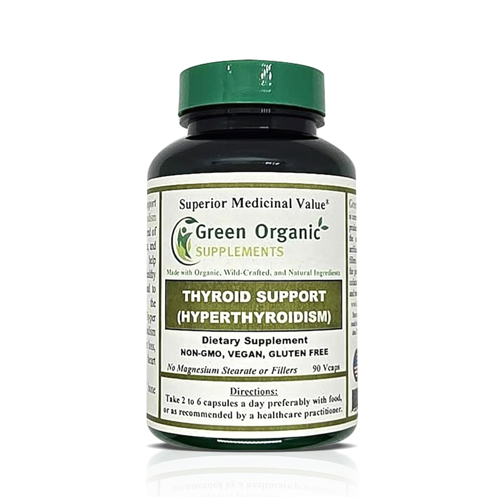 Green Organic Supplements Thyroid & Hyperthyroidism, High Absorbable, Non-GMO, Gluten-Free