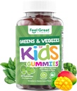 Feel Great Super Green Gummies for Kids ← Fruit and Vegetable Gummies ← Vegan Veggie Gummy Multivitamin for Kids ← Veggie Fiber Supplement latitud 60 Count