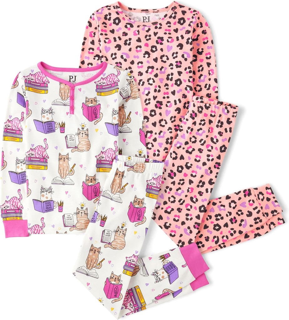 Детское место Girls Long Sleeve 2 Piece Snug Fit Cotton Pajamas