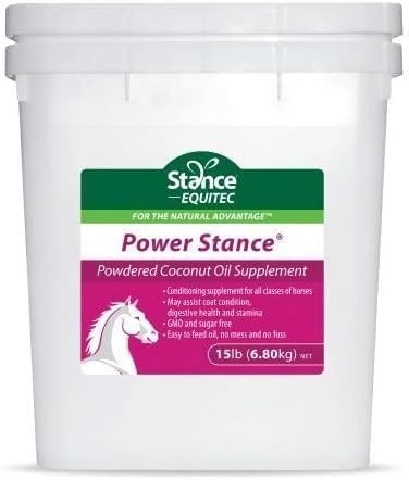 Stance Power Powdered Coconut Oil Horse Suplemento - May Support Coat Condición, Digestive Health and Stamina, GMO & Sugar Gratis - 15 lb