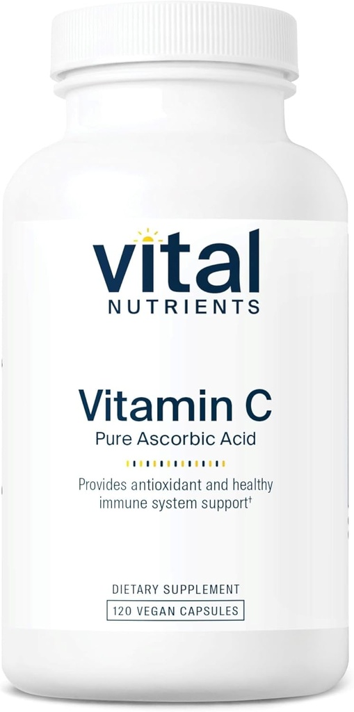 Vitale næringsstoffer vitamin C 1000mg (100% ren askorbinsyre) | Vegansk antioksidant Supplement for immunstøtte og jernabsorpsjon* | Gluten, Dairy og Soya Gratis | Ikke-GMO | 120 Kapsler