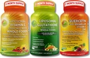 完整的基于植物的抗氧化剂和免疫支持包 - Liposomal Vitamin C 1500mg + Liposomal Glutathione 500mg + 含有溴、锌和维生素C的奎尔西丁 – Vegan,强化吸收公式
