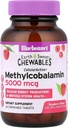 BlueBonnet Nutrition Earth Sweet® Chewables, CellularActive® Methylcobalamin, Vadelma, 5 000 mikrog, 60 purutablettia