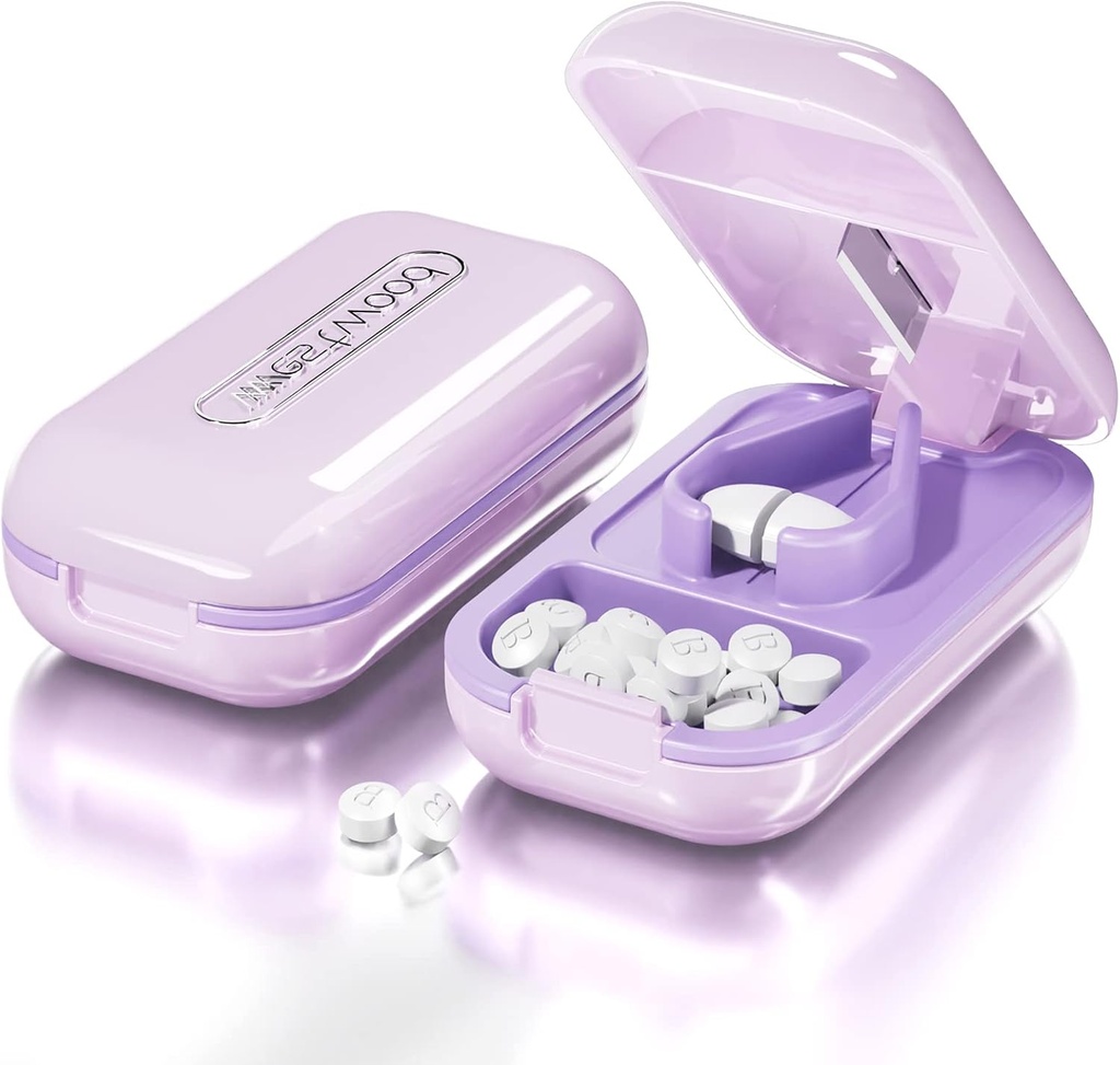 DUBSTAR Small Pill Cutter, Pill Cutter Splitter para pílulas pequenas e pequenas, Portable Pretty Pill Cutters para pílulas grandes, Cuts Vitaminas Tablets for Purse Pocket (Pill Cutter, Purple)