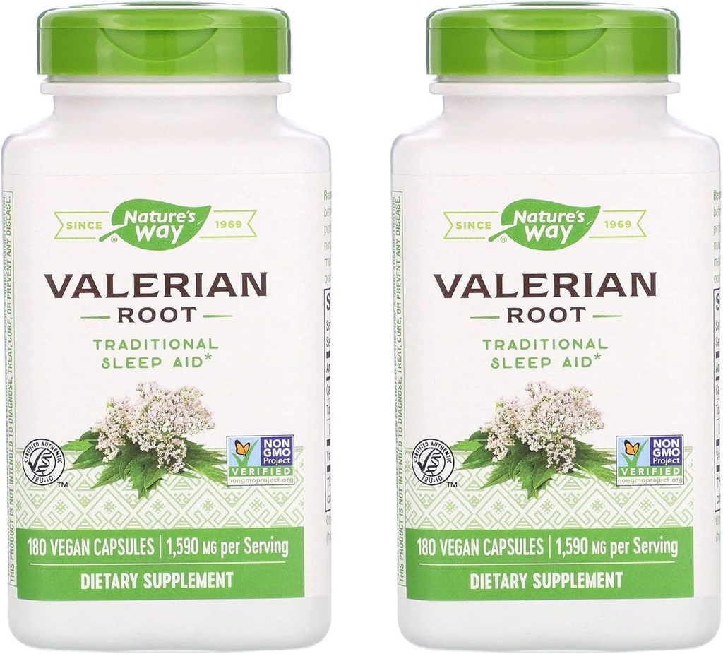 Narava Valerian Root 1.590 Milligrams Tradicionalna pomoč za spanje kot prehranski dodatek (180 veganskih kapsul) Pakiranje po 2