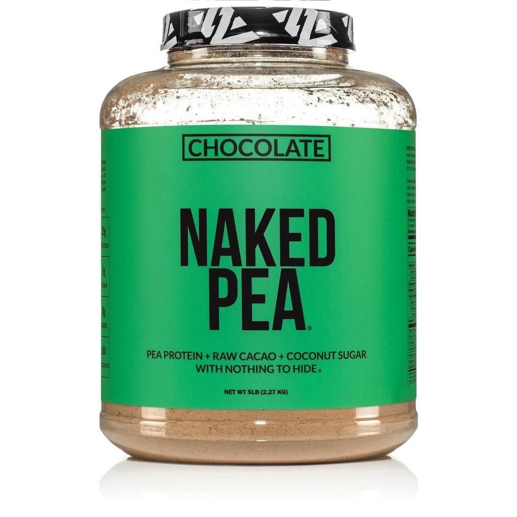 NAKED Nutrition Chocolate Pea Protein Isolate - 5Lb Bulk, NSF Certified, Plant Based, Vegetarian & Vegan Protein. Easy to Digest, Non-GMO, Gluten Free, Lactose Free, Soy Free