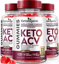 NutraRize (Pack of 3 Ketologenic Keto ACV Gummies Advanced Weight Pérdida, Detox Fórmula, Apple Cider Vinegar Suplemento (180 Gummies)