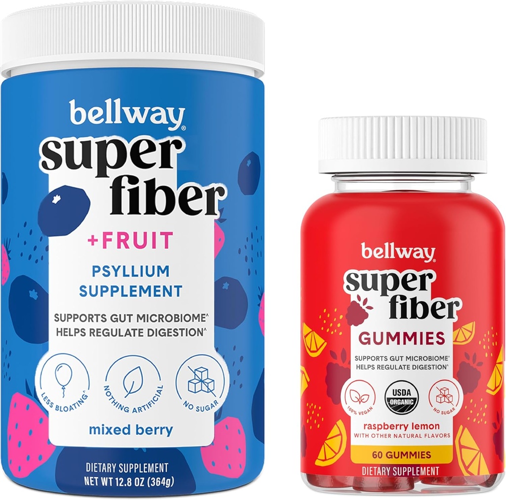 Bellway Super Fiber Proszek + Owoce, Mieszane Berry Super Fiber Gummies