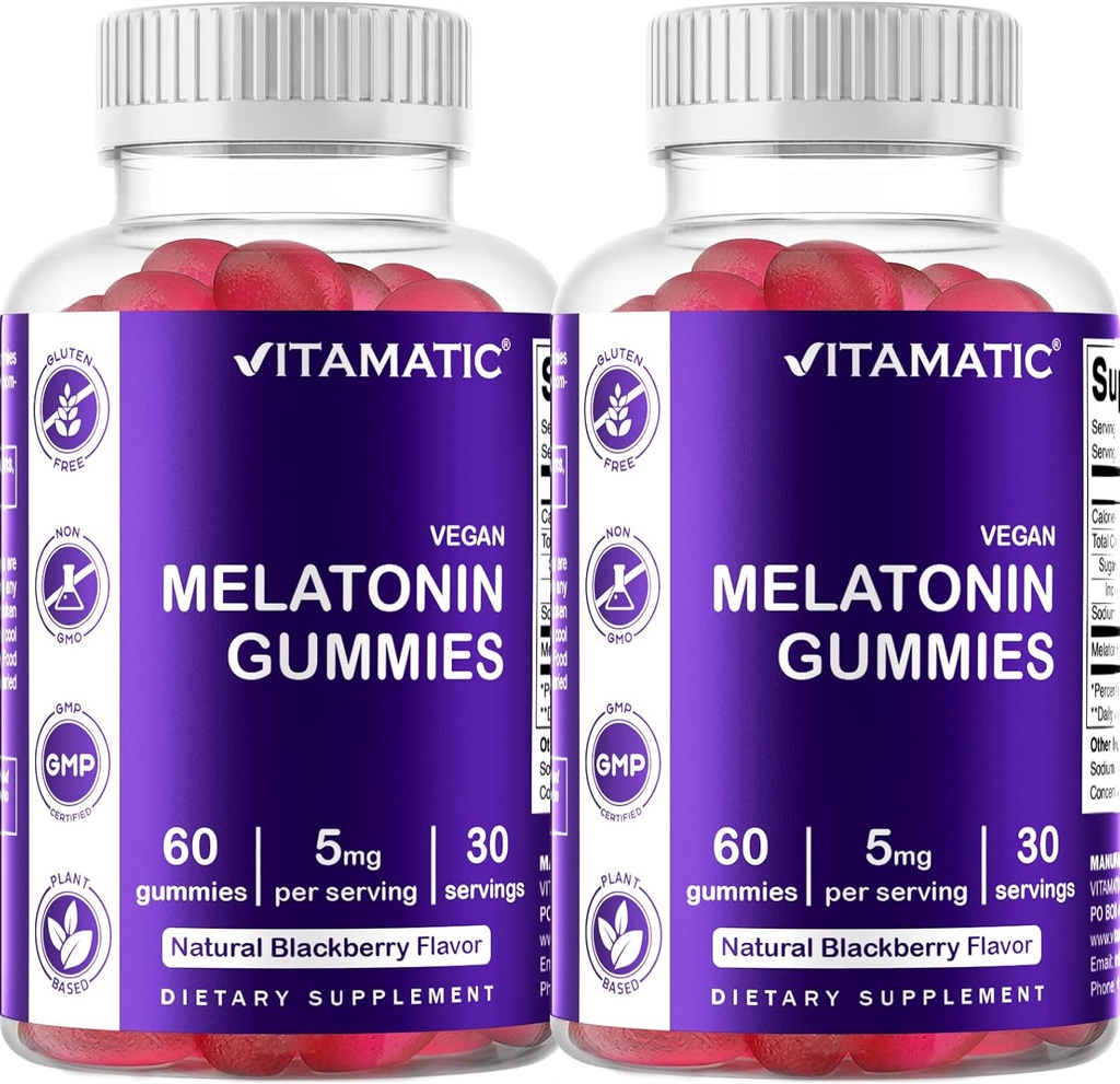 Mélatonine vitamatique Gommies - (2,5 mg 5 mg et 10 mg de doses) - 60 Comptez chacune - (paquet de 2)