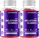 Vitamatic Melatonin Gummies - (2,5 мг 5 мг & 10 мг Доз) - 60 граф Кожен - (Pack of 2)