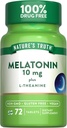 자연의 진실 Melatonin 10 mg + L-Theanine | 72의 정제 | 최대 힘 | Vegan, Non-GMO 및 글루텐 무료 보충교재
