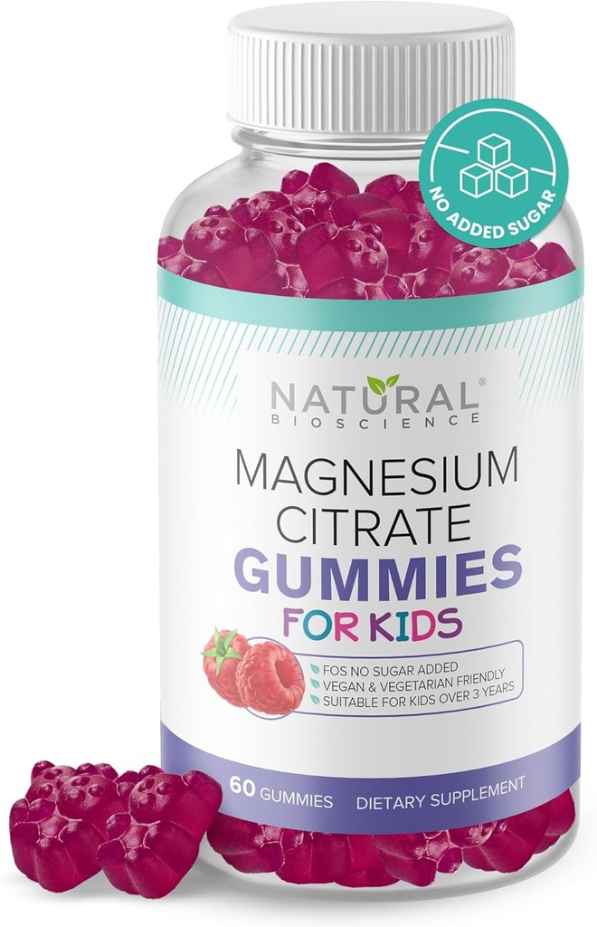 Calma els nens de Magnesi Citen Grudes - Implementació de dormir, Nens Chewable Magnesi suplementaris 100mg, Stres Livele, Bone health, Muscles relaxation, No-GMO Glutin-Free, Natural Flavor 60 Vegans