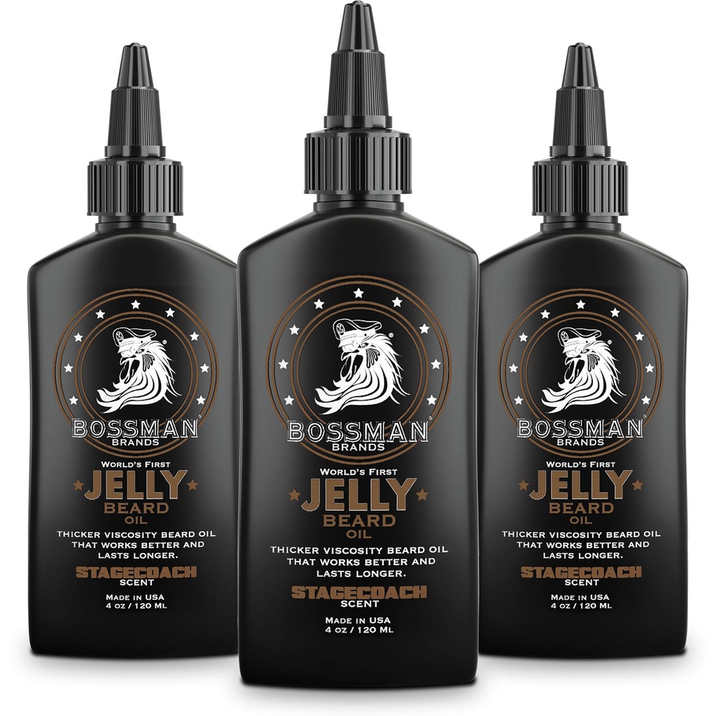 Bosterman Jelly Beeard น้ํามันสําหรับผู้ชาย 3 แพ็ค (12 Oz ในรวม, Stepcoach Sent) – Softens, moisturizes & เงื่อนไขกับธรรมชาติ
