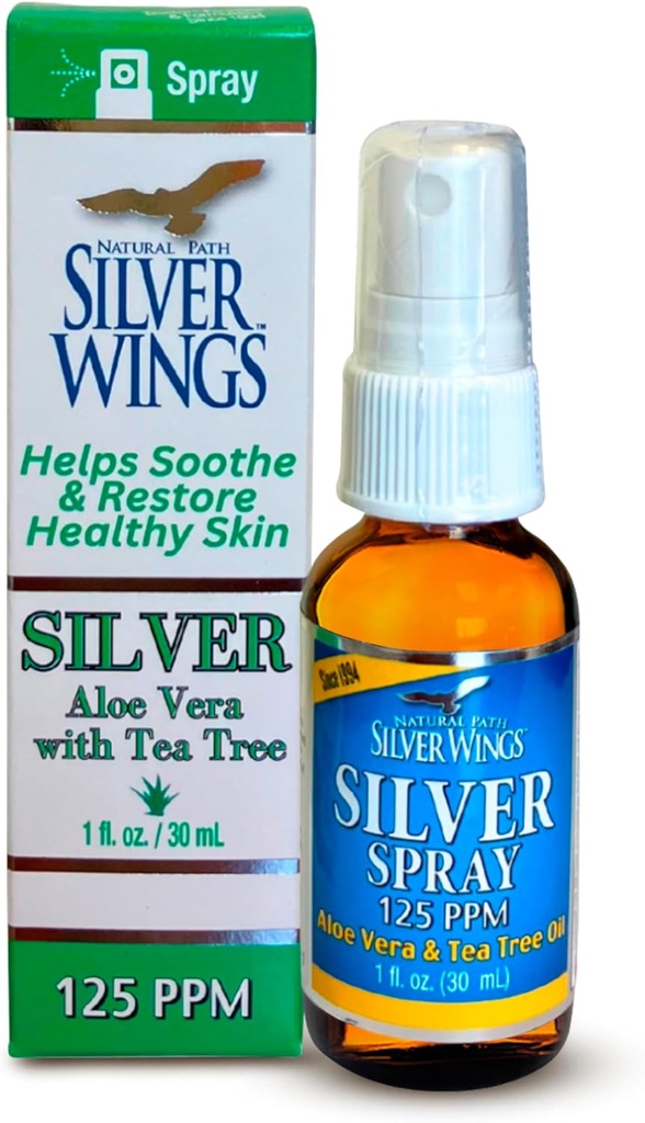 Natural Path Silver Wings - Stříbrný sprej s Aloe Vera & Tea Tree Oil - 125ppm - 1oz