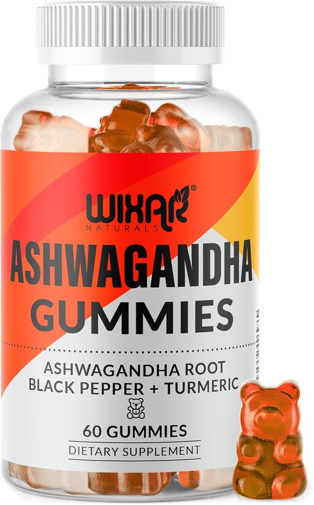 Ashwaranda Gummies with Turmeric and Black Perper Sect - Herbal Gummy Supplement - 60 Gummies