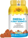 Country Life Omega-3 Honey Gummies - Kardiovaskulární a mozková podpora - Non- GMO, Certified Gluten Free - Přirozeně slazené - 60 Gummies