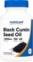 Nutricost Black Seed Oil (Cumin) - Auksti presēta, avots Omega 3 6 9-120 Softgels, 1000mg Per Servē, 60 Servē - Non-GMO un Gluten Free