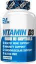 Elution Nutrition Vitamin D3, 5000 IU High Potency, Bone and Joint Support Immune System Health, Non-GMO and Gluten-free, Value size (120 Servings)