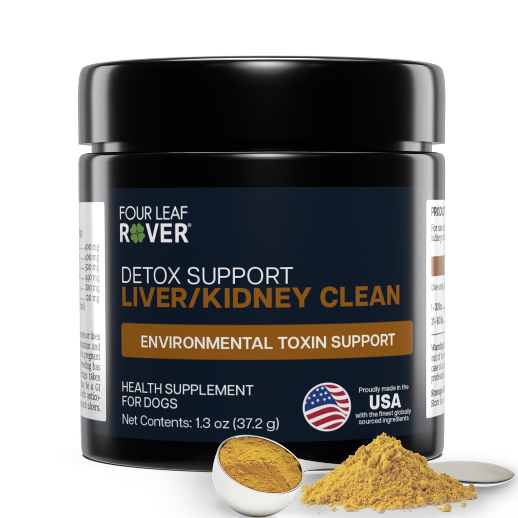 Four Leaf Rover Dog Liver Support - with Organic Milk Thistle & Mushrooms - with Kidney Support - Detox & Cleanse - Veterinarian Formulated