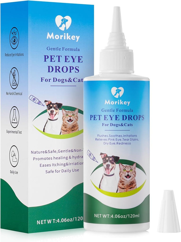 Pet Eye Drops,Gentle&Safe Dog Eye Drop for Infection,Relieve Eyes Itching & Irritation,Remove Tear Stains,Safe для всіх тварин, 4.06oz,120мл