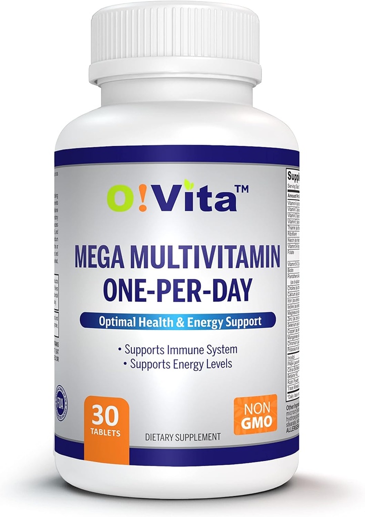 Mega Multivitamin One-per-Day, stöder immunsystem, grundläggande hälsa, Fullt spektrum av vitaminer och mineraler, och mycket mer ...30-dagars leverans (30 icke-GMO tabletter)