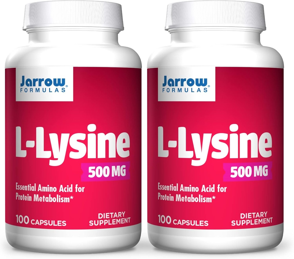 Jarrow Formler L-Lysine, Assister i proteinmetabolisme, 500 Mg, 100 greve (pakke av 2)