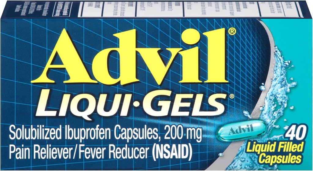 Advil Liqui-Gels Hine Reliver and Recliver, health for chine Maturations with Ibuproffen 200mg for heads, Backached, packs, Help and เข้าร่วมการบรรเทาปวด - 40 capsuls ที่เต็มไปด้วยของเหลว