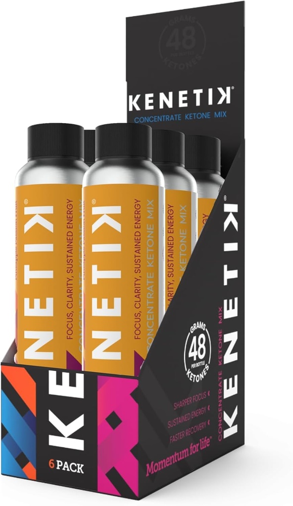 KENETIK Ketone Drink Mix, Exogenous Ketones Blend, Keto, Caffeine " Sugar Free, Vegan supplement for Clean Energy &amp; Mental Focus, coffee Alternative with D-BHB - Pineapple Passionfruit Flavor, 6PK