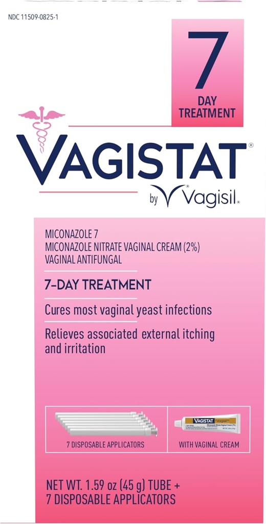 Vagisil Vagistat 7 päivän hiivatulehdus hoito naisille, auttaa lievittää ulkoista kutinaa ja ärsytystä, sisältää 2% ulkoista Mikonatsoli nitraatti Cream & 7 Kertakäyttöinen Applicators (Pack of 1)