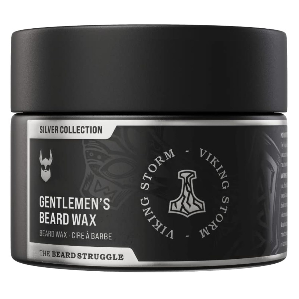 Gentlemen's Beard & Mustache Wax for Men by Beard Agle - Viking Beard Wax Helps to Tame Style & Groom - Silver Collection, Viking Storm - Moustache Wax, 50g / 1,76 US. oz.