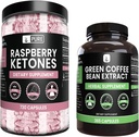 PURE ORIGINAL INGREDIENTS Raspberry Ketone och Green Coffee Bean Extract Bundle, Olika storlekar, Inga fillers, Lab Verified