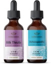 HERBAMAMA Herbal Liquid Drops Kit - Bundle of Milk Thistle Extract & Ashwagandha Root Tincture 2 fl oz - Vegan, Non-GMO, Sugar & Alkoholfri - 2 Pack