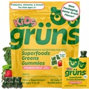 Gruns Multivitamin for Kids, Super Greens Gummies, Superfood Gummy Bears with 20+ Vitamins & Minerals, Spirulina, Chlorella, Alfalfa, Prebiotics Fiber for Digestive Health, Adaptogens Supplement, 28ct