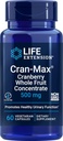 Life Extension Cran-Max®, 500 mg, Cranberry Whole Fruit Concentrate, främjar urinvägshälsa med kraftfulla antioxidanter, glutenfri, vegetarisk, icke-GMO, 60 kapslar