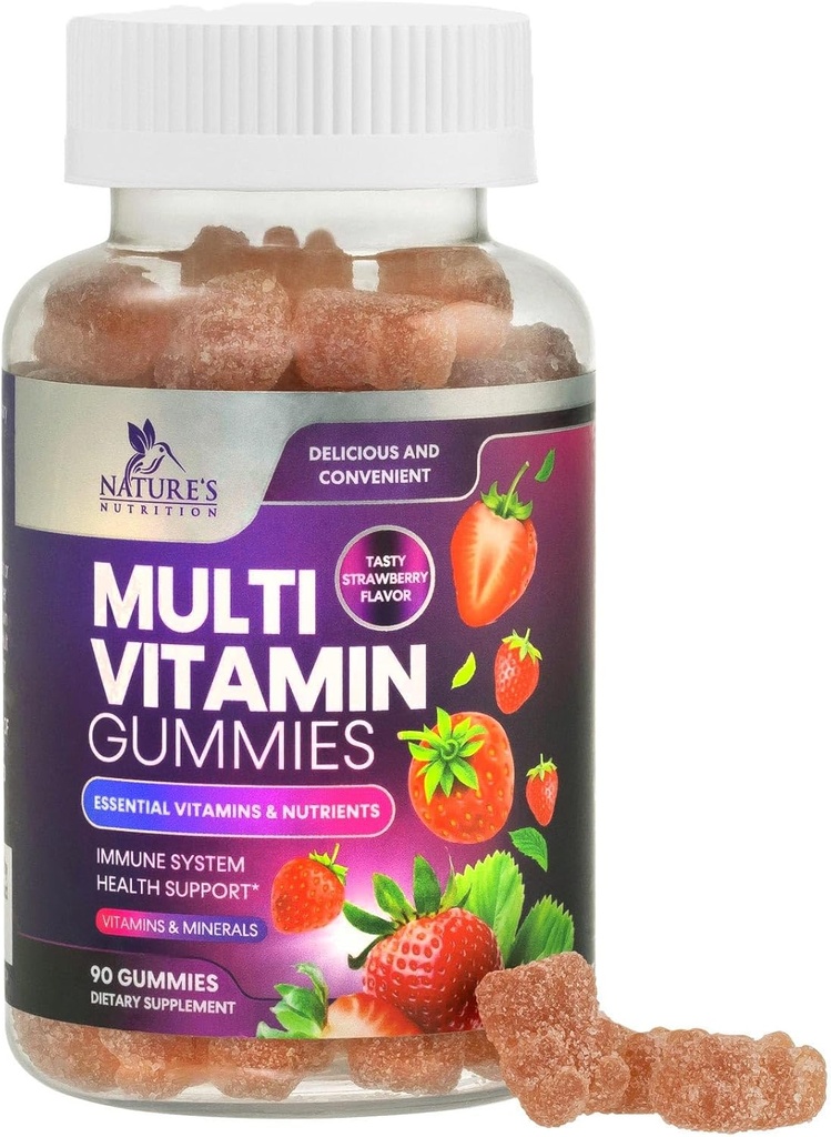 Multivitaminové žvýkačky pro dospělé, Denní Gummy Vitamíny & Minerály s vitamíny A, C, D, B12 pro ženy a muže, Imunitní podpora Gummy Multivitamins Dodatek, Dospělé Multi VIT Vitamin - 90 Gummies